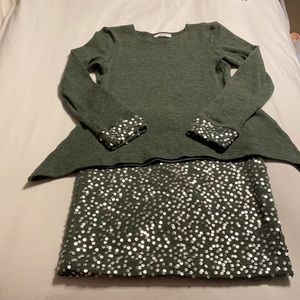 2 piece sweater skirt set-2piece